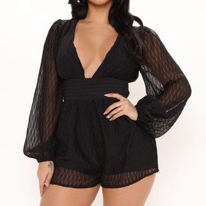 Fashion Nova - Black Chiffon Romper